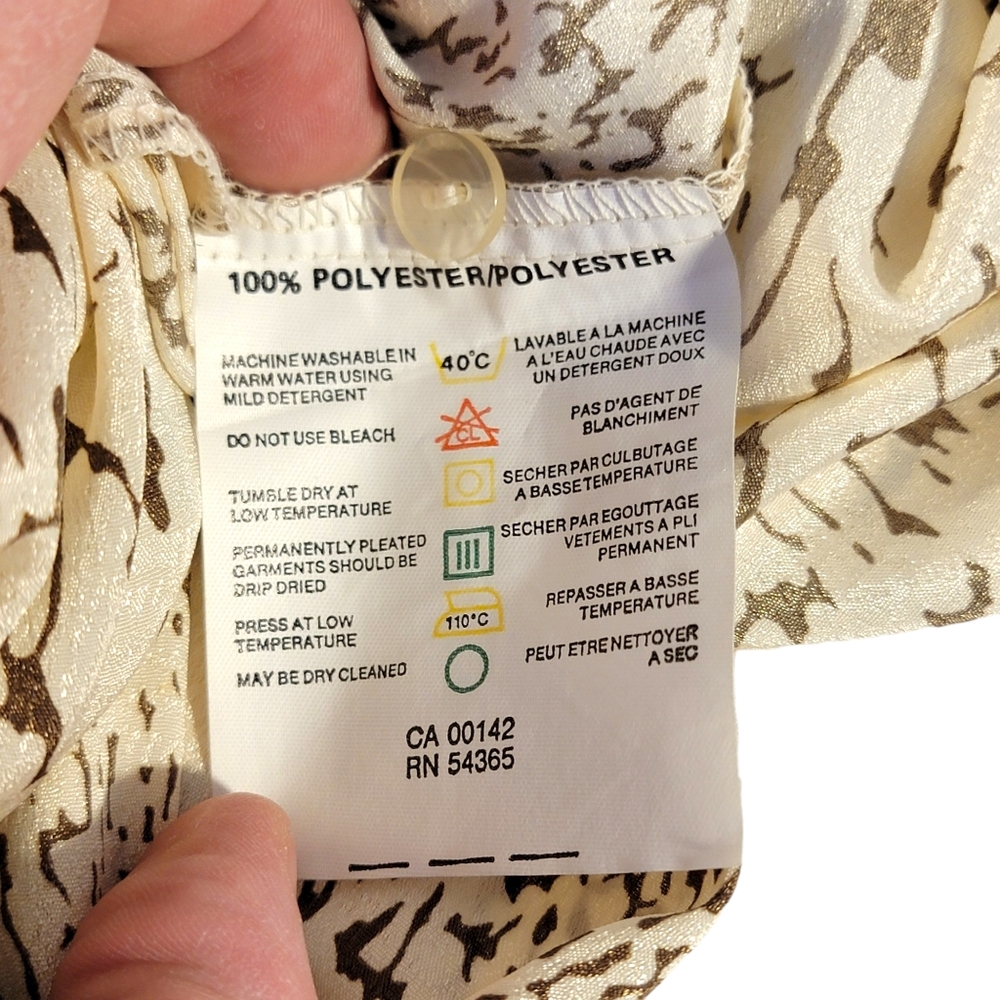 Tan Jay Vintage 80's Animal Print Inspired All Over Print Silky Feel Blouse  8 - Picture 11 of 14